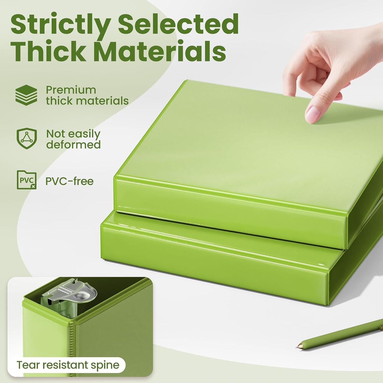 image:imageSUNEE 3 Ring Binder 2 Inch Clear View Binder Three Ring PVCFree Fit 85x11 Inches for School or Office Supplies Light Purple 2 PackTender Green