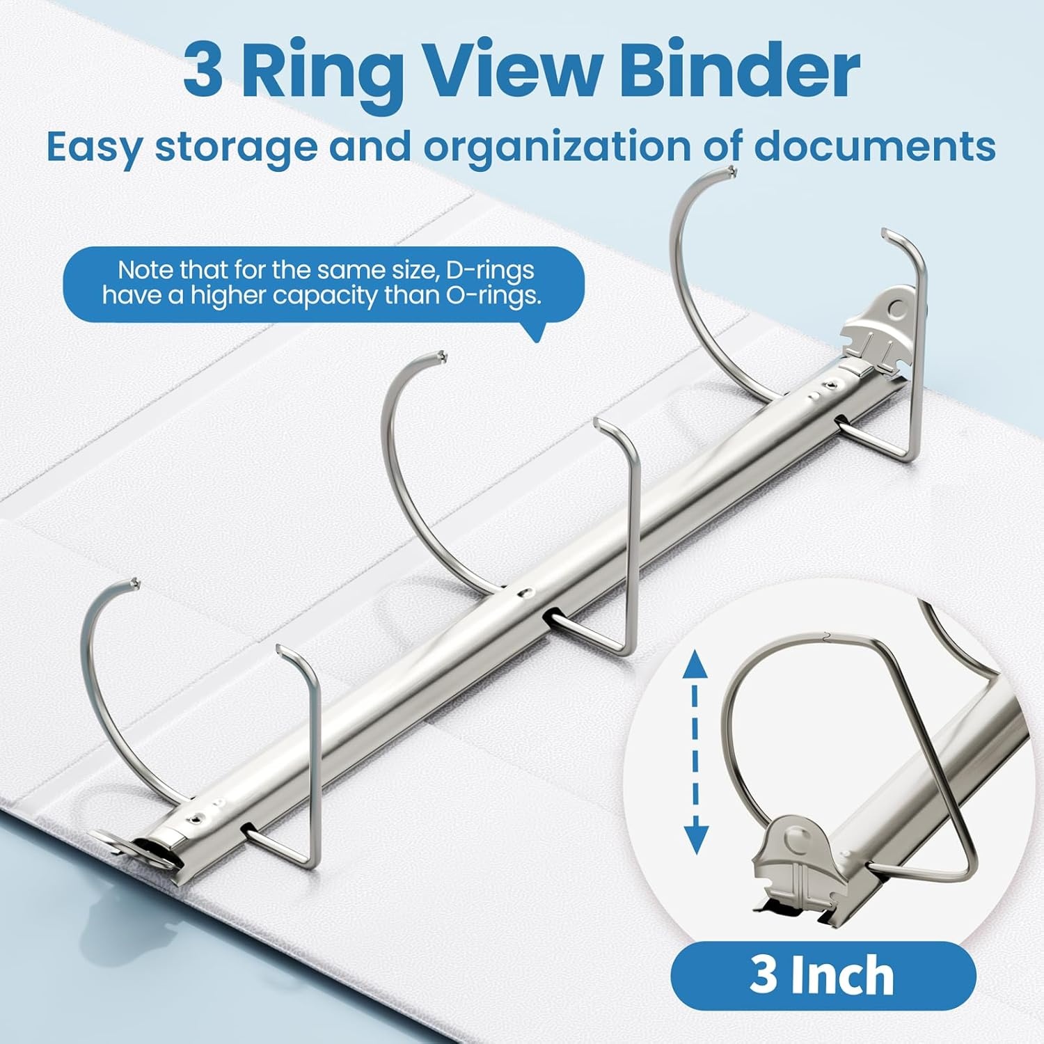 image:imageSUNEE 3 Ring Binder 2 Inch Clear View Binder Three Ring PVCFree Fit 85x11 Inches for School or Office Supplies Light Purple 2 PackWhite