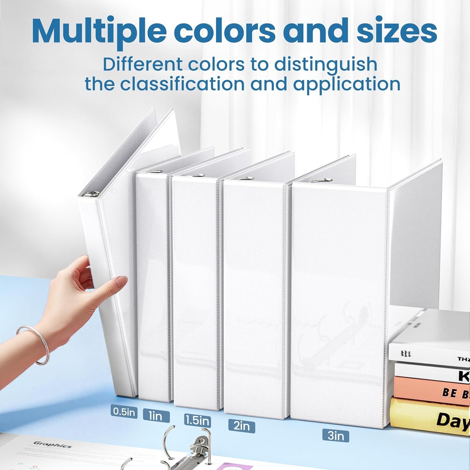 image:imageSUNEE 3 Ring Binder 2 Inch Clear View Binder Three Ring PVCFree Fit 85x11 Inches for School or Office Supplies Light Purple 2 PackWhite