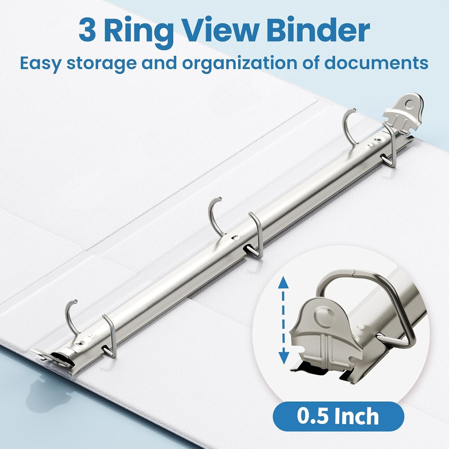 image:imageSUNEE 3 Ring Binder 2 Inch Clear View Binder Three Ring PVCFree Fit 85x11 Inches for School or Office Supplies Light Purple 2 PackWhite