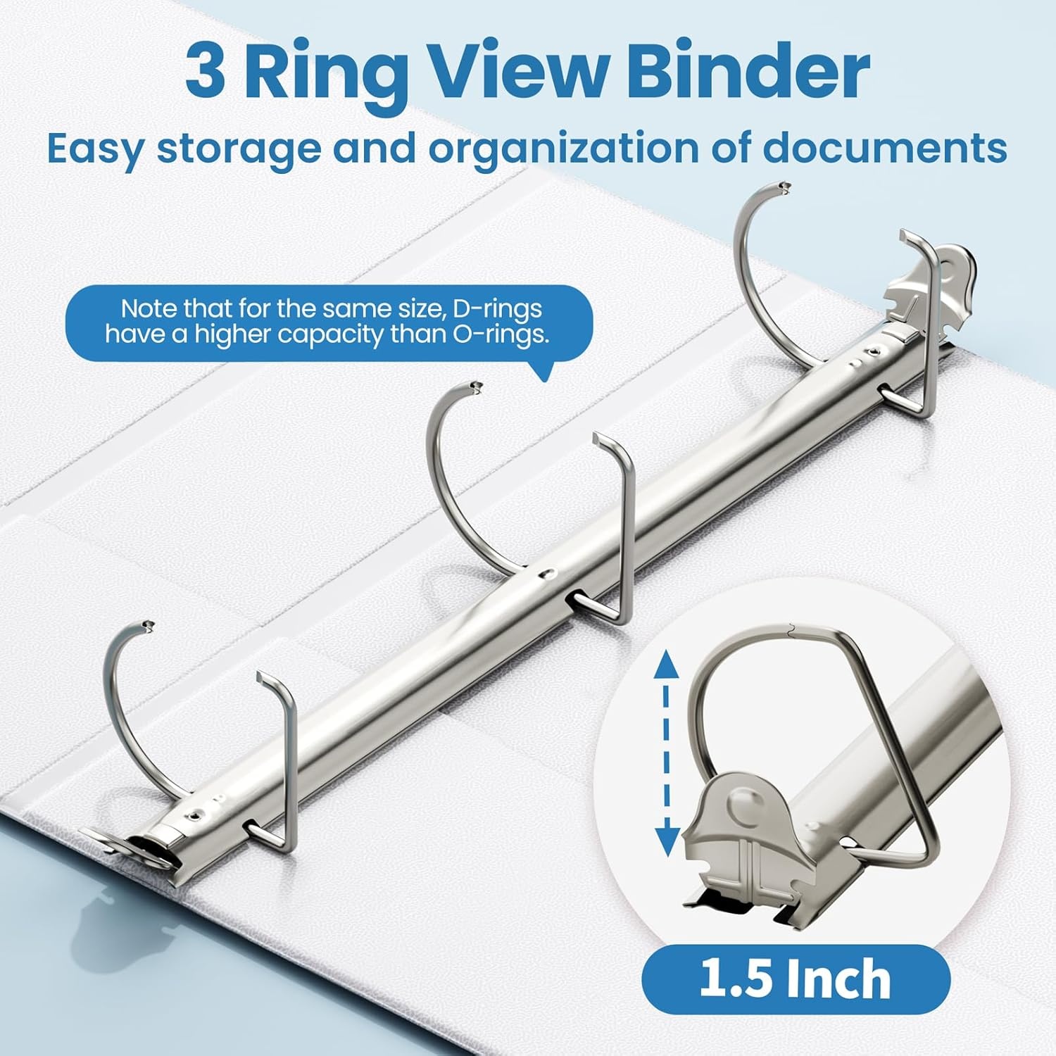 image:imageSUNEE 3 Ring Binder 2 Inch Clear View Binder Three Ring PVCFree Fit 85x11 Inches for School or Office Supplies Light Purple 2 PackWhite