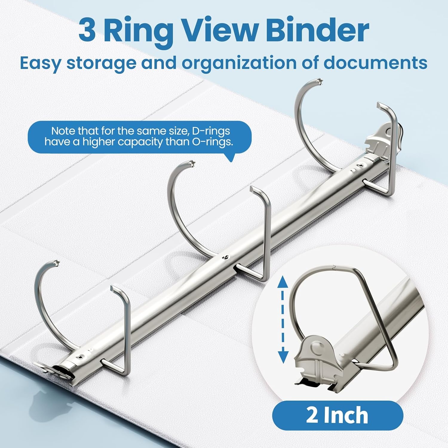 image:imageSUNEE 3 Ring Binder 2 Inch Clear View Binder Three Ring PVCFree Fit 85x11 Inches for School or Office Supplies Light Purple 2 PackWhite