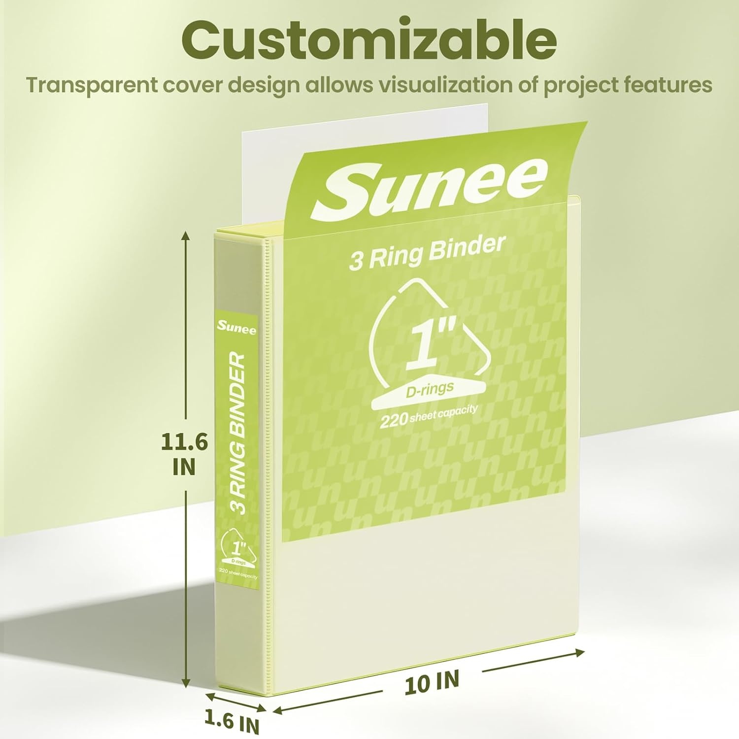 image:imageSUNEE 3 Ring Binder 2 Inch Clear View Binder Three Ring PVCFree Fit 85x11 Inches for School or Office Supplies Light Purple 2 PackYellow
