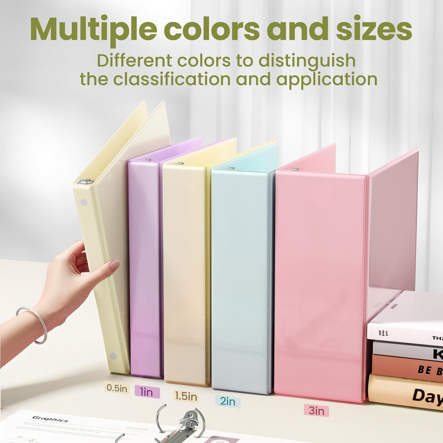 image:imageSUNEE 3 Ring Binder 2 Inch Clear View Binder Three Ring PVCFree Fit 85x11 Inches for School or Office Supplies Light Purple 2 PackYellow