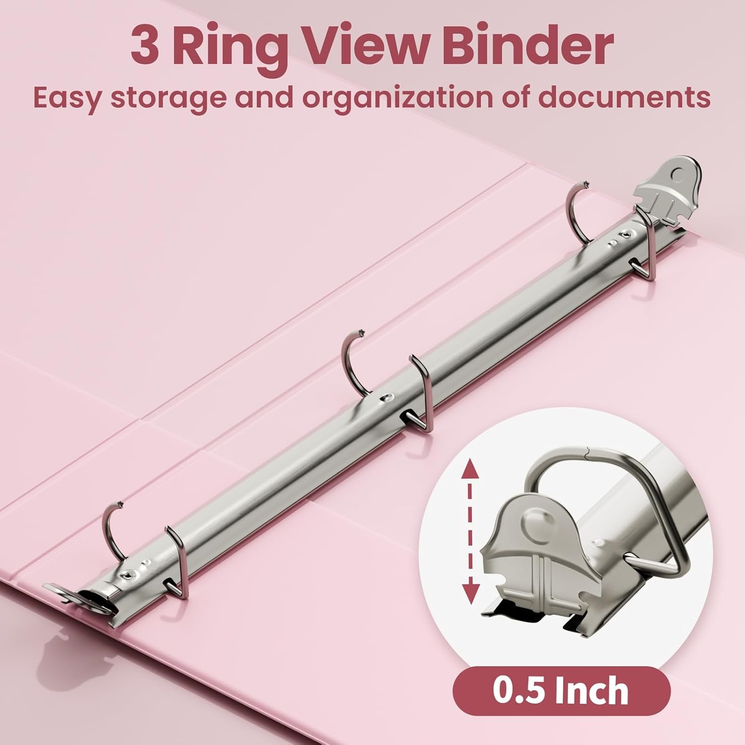 image:imageSUNEE 3 Ring Binder 3 Inch D Ring Clear View Binder Three Ring PVCFree Fit 85x11 Inches for School or Office Supplies Assorted Pastel 4 Pack05 Inch