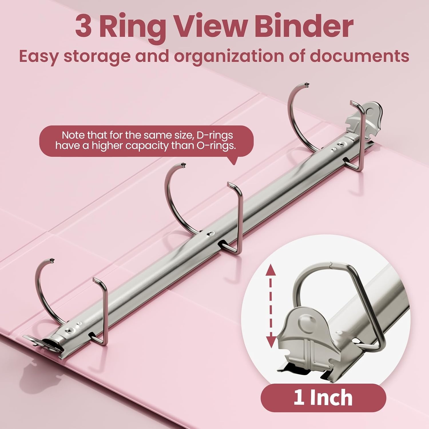 image:imageSUNEE 3 Ring Binder 3 Inch D Ring Clear View Binder Three Ring PVCFree Fit 85x11 Inches for School or Office Supplies Assorted Pastel 4 Pack1 Inch