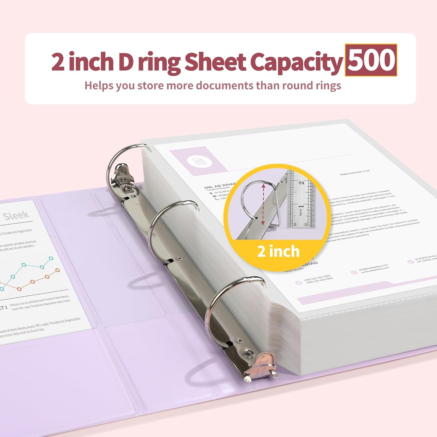 image:imageSUNEE 3 Ring Binder 3 Inch D Ring Clear View Binder Three Ring PVCFree Fit 85x11 Inches for School or Office Supplies Assorted Pastel 4 Pack2 Inch