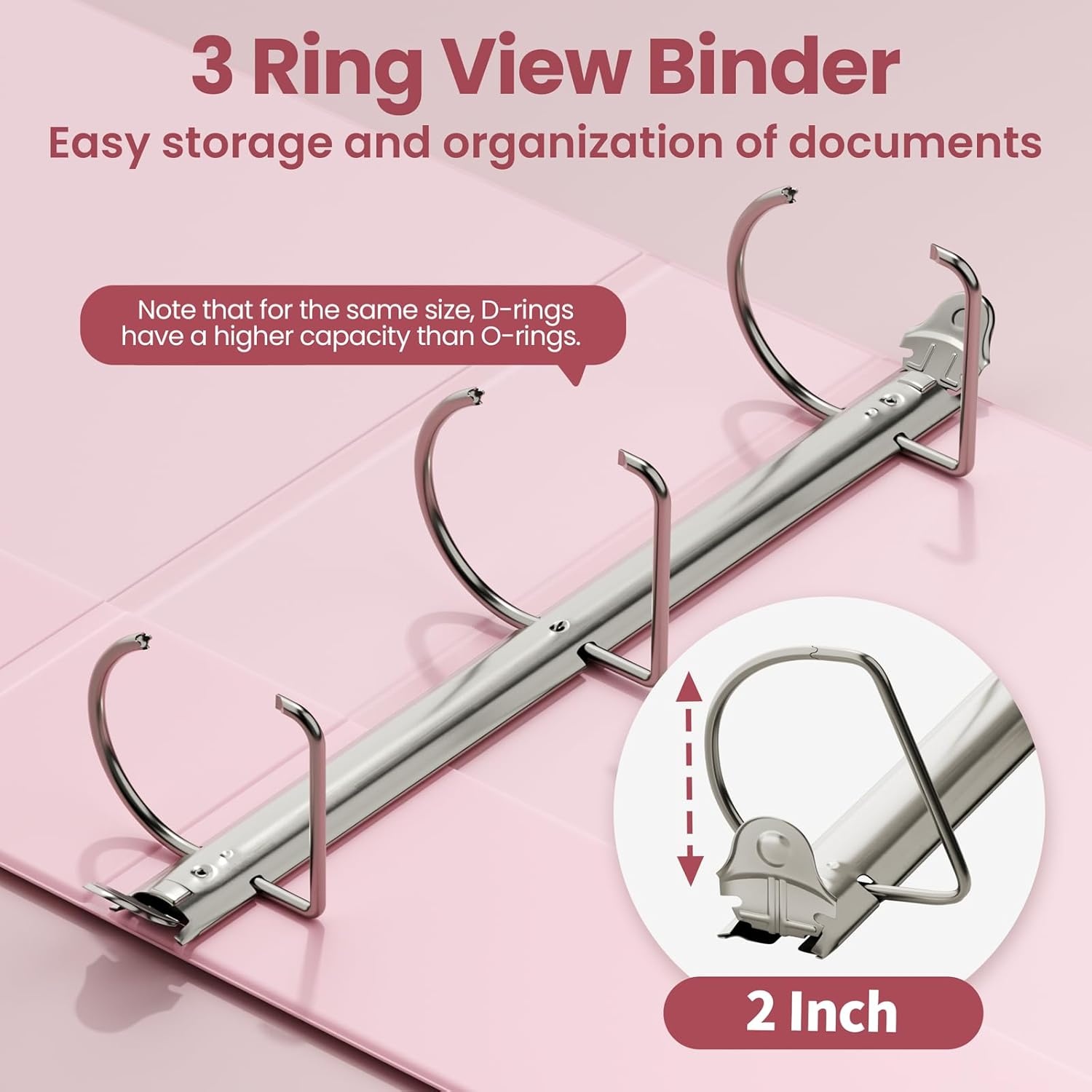 image:imageSUNEE 3 Ring Binder 3 Inch D Ring Clear View Binder Three Ring PVCFree Fit 85x11 Inches for School or Office Supplies Assorted Pastel 4 Pack2 Inch