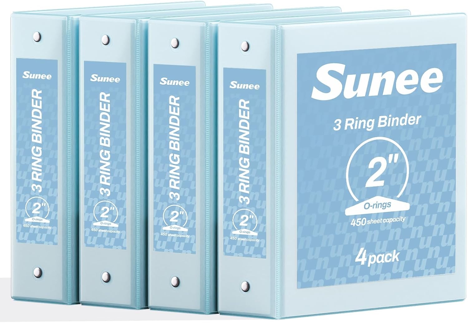 image:imageSUNEE 3 Ring Binders 2 Inch 4 Pack Clear View Binder Three Ring PVCFree Fit 85x11 Inches for School or Office Supplies Assorted PastelBlue