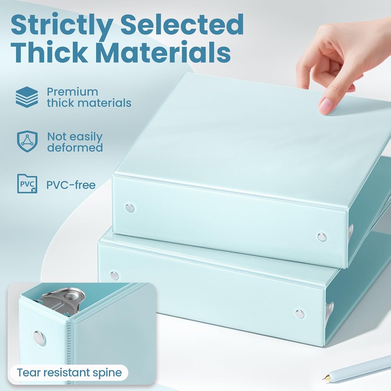 image:imageSUNEE 3 Ring Binders 2 Inch 4 Pack Clear View Binder Three Ring PVCFree Fit 85x11 Inches for School or Office Supplies Assorted PastelBlue