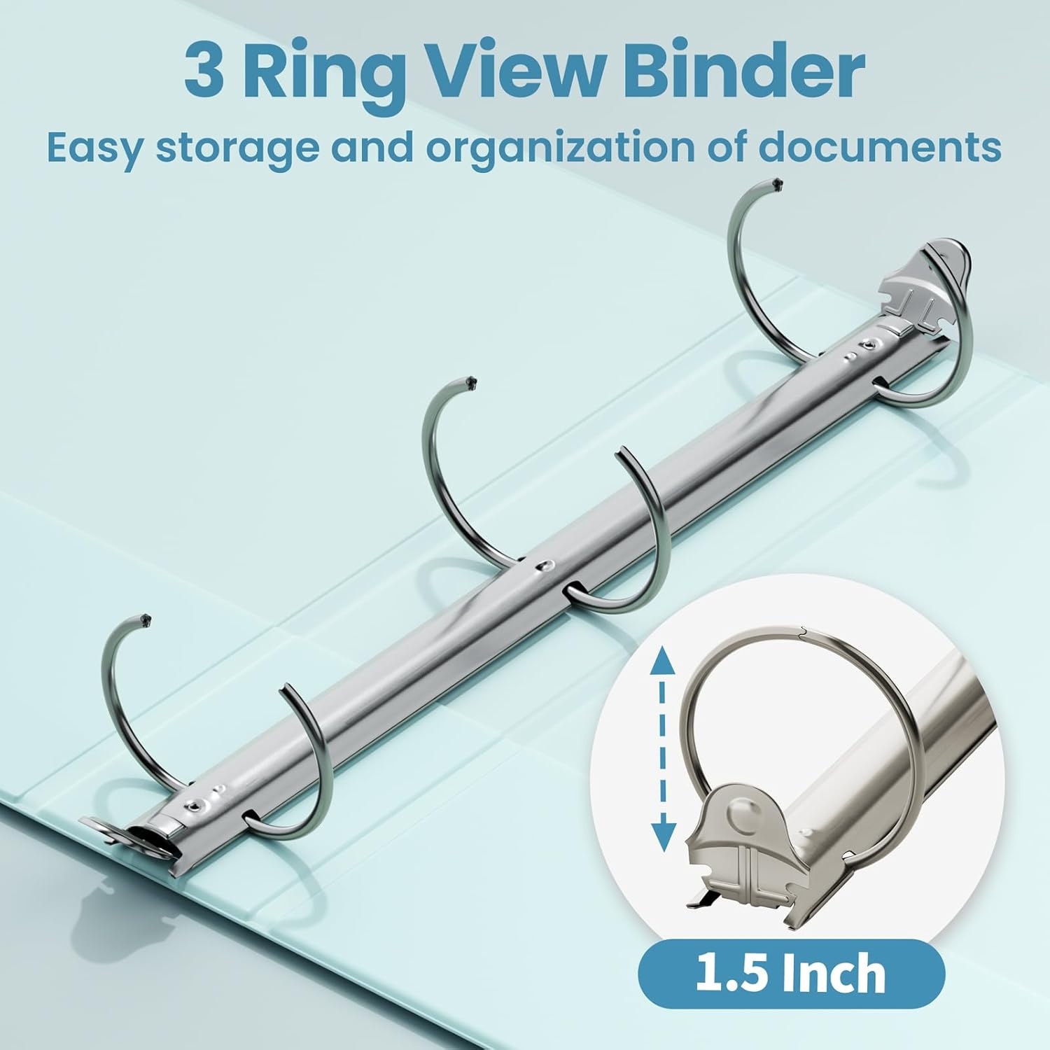 image:imageSUNEE 3 Ring Binders 2 Inch 4 Pack Clear View Binder Three Ring PVCFree Fit 85x11 Inches for School or Office Supplies Assorted PastelBlue