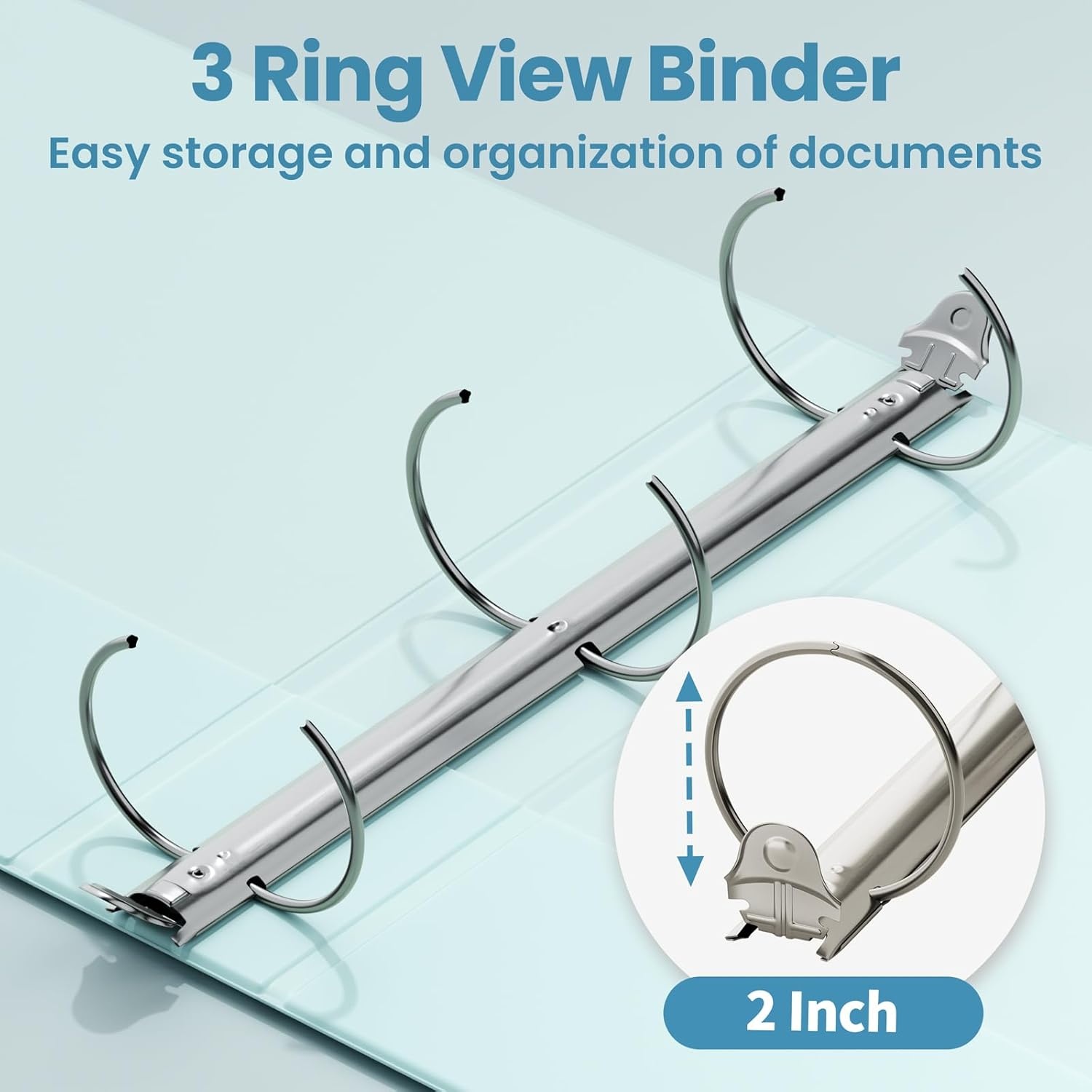 image:imageSUNEE 3 Ring Binders 2 Inch 4 Pack Clear View Binder Three Ring PVCFree Fit 85x11 Inches for School or Office Supplies Assorted PastelBlue