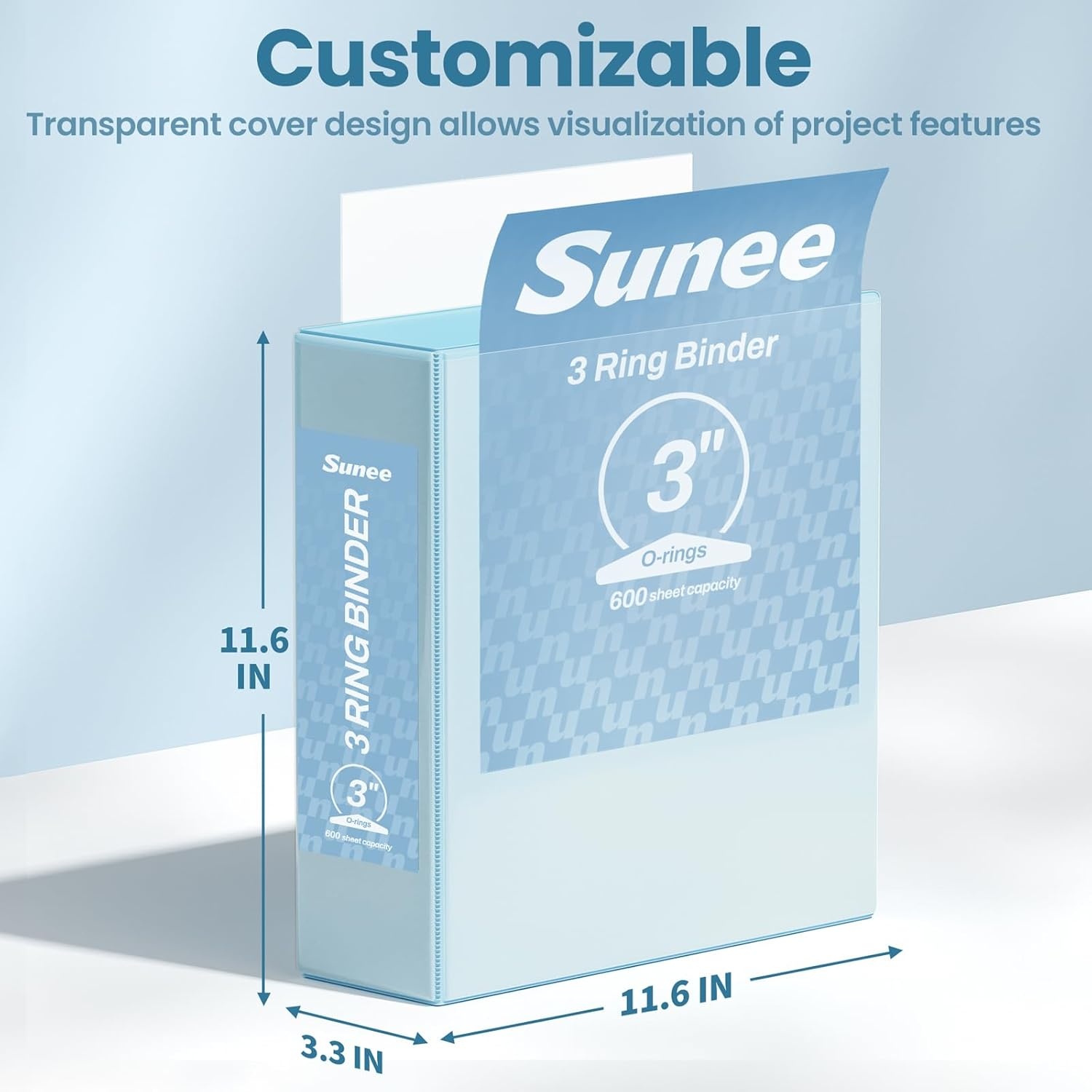 image:imageSUNEE 3 Ring Binders 2 Inch 4 Pack Clear View Binder Three Ring PVCFree Fit 85x11 Inches for School or Office Supplies Assorted PastelBlue