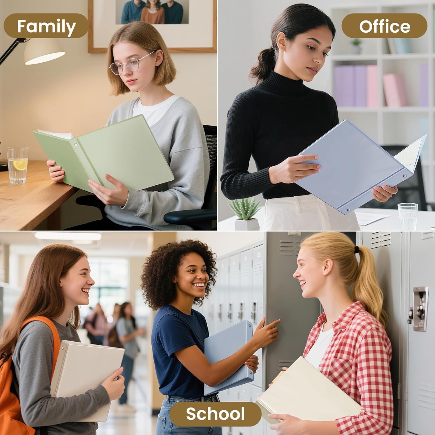 image:imageSUNEE 3 Ring Binders 2 Inch 4 Pack Clear View Binder Three Ring PVCFree Fit 85x11 Inches for School or Office Supplies Assorted PastelNeutral Aesthetic