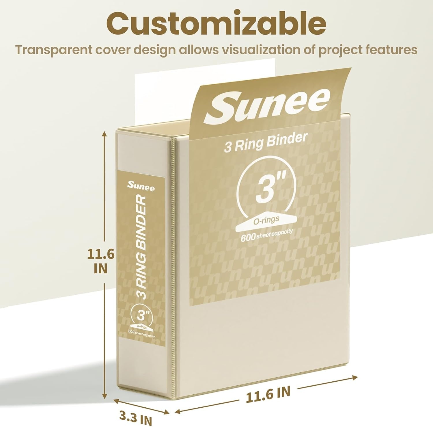 image:imageSUNEE 3 Ring Binders 2 Inch 4 Pack Clear View Binder Three Ring PVCFree Fit 85x11 Inches for School or Office Supplies Assorted PastelNeutral Aesthetic