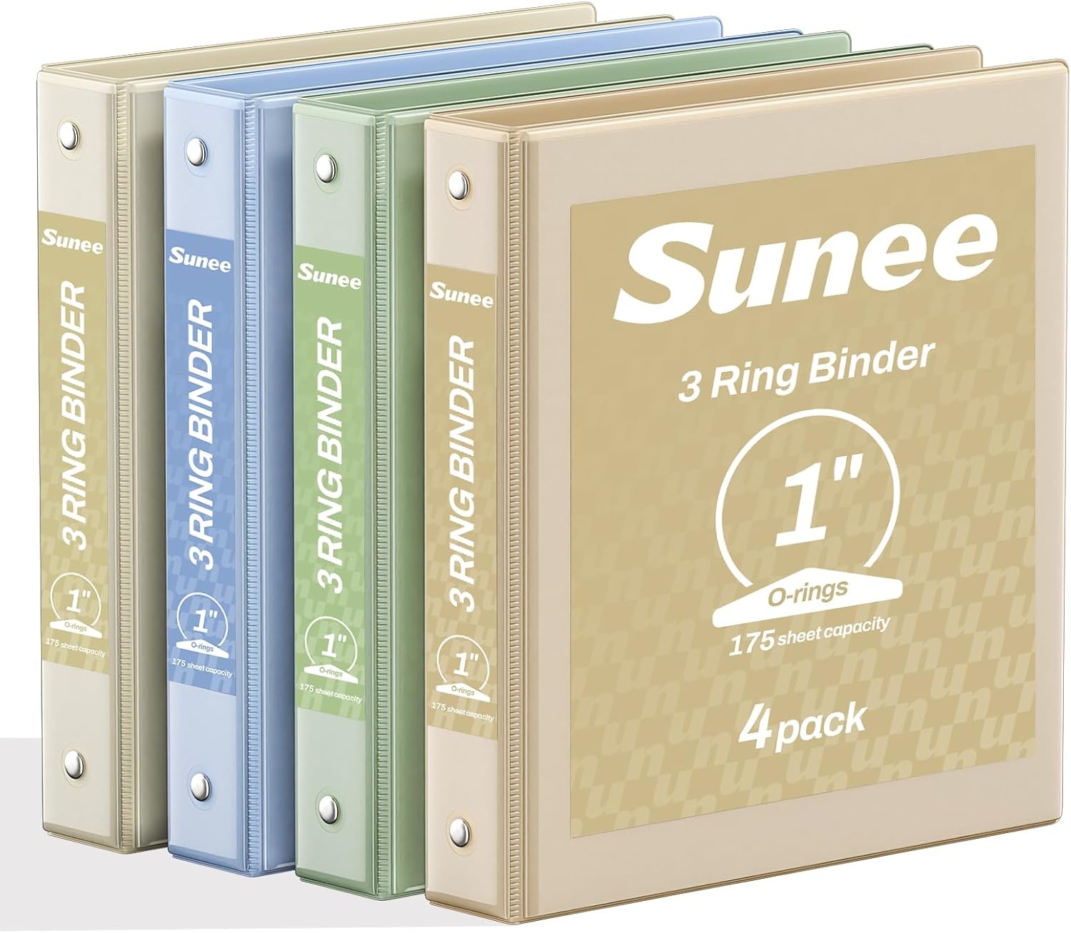image:imageSUNEE 3 Ring Binders 2 Inch 4 Pack Clear View Binder Three Ring PVCFree Fit 85x11 Inches for School or Office Supplies Assorted PastelNeutral Aesthetic