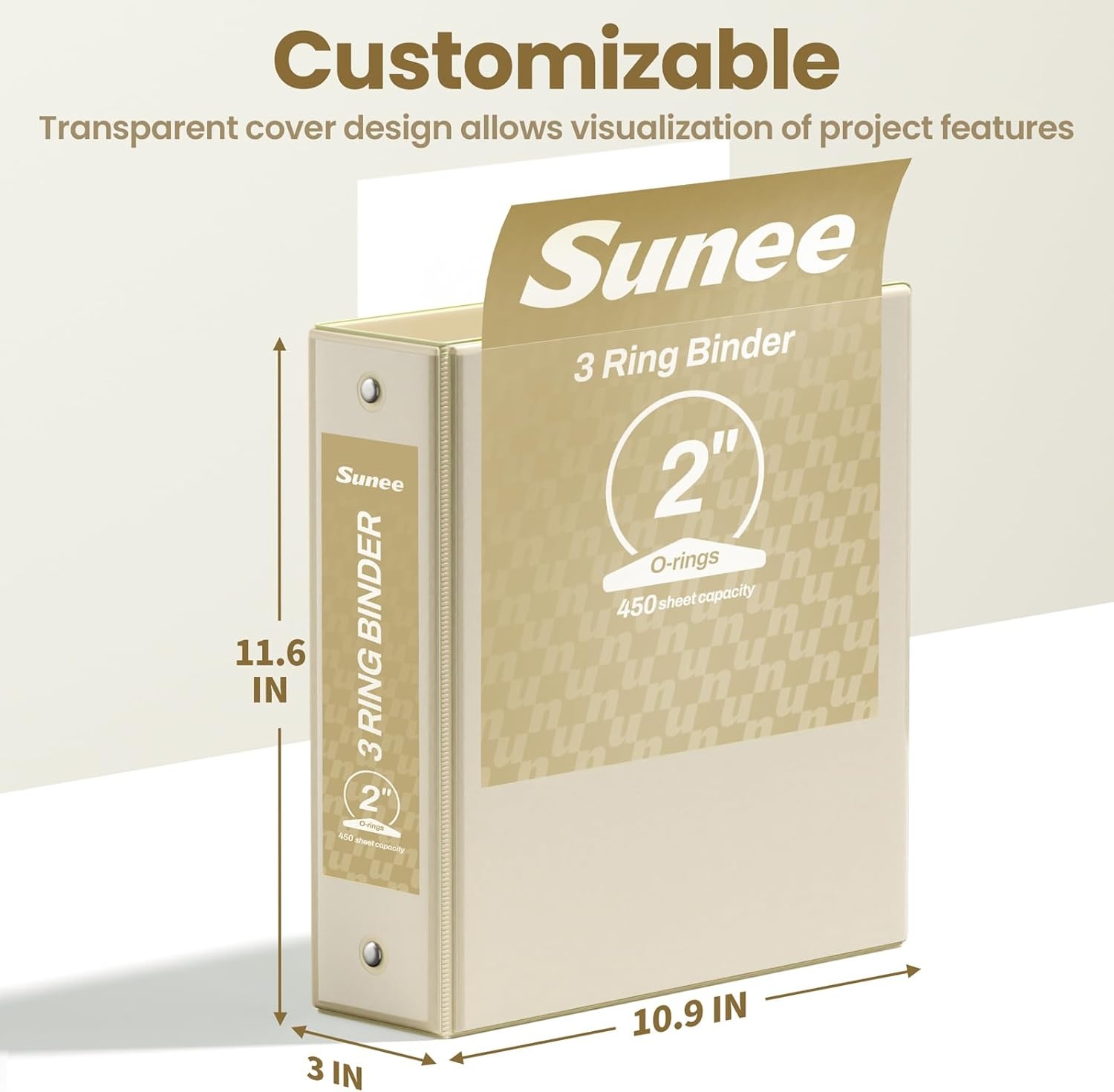 image:imageSUNEE 3 Ring Binders 2 Inch 4 Pack Clear View Binder Three Ring PVCFree Fit 85x11 Inches for School or Office Supplies Assorted PastelNeutral Aesthetic