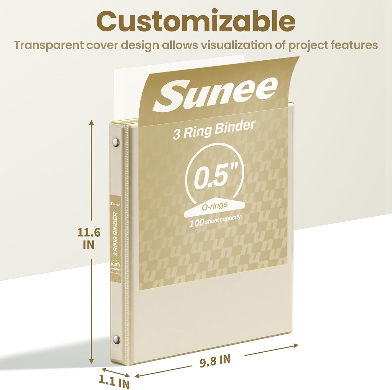 image:imageSUNEE 3 Ring Binders 2 Inch 4 Pack Clear View Binder Three Ring PVCFree Fit 85x11 Inches for School or Office Supplies Assorted PastelNeutral Aesthetic