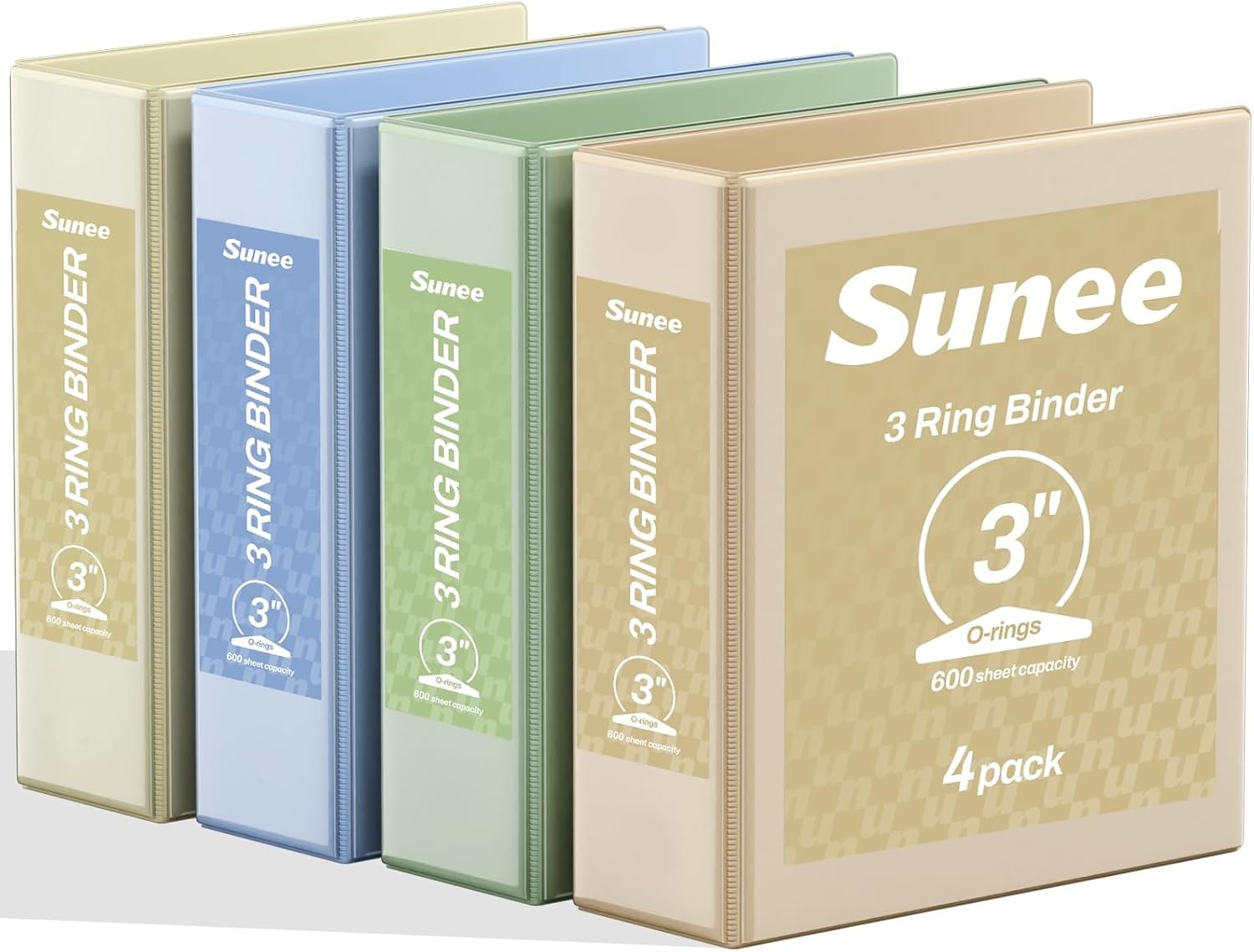 image:imageSUNEE 3 Ring Binders 2 Inch 4 Pack Clear View Binder Three Ring PVCFree Fit 85x11 Inches for School or Office Supplies Assorted PastelNeutral Aesthetic