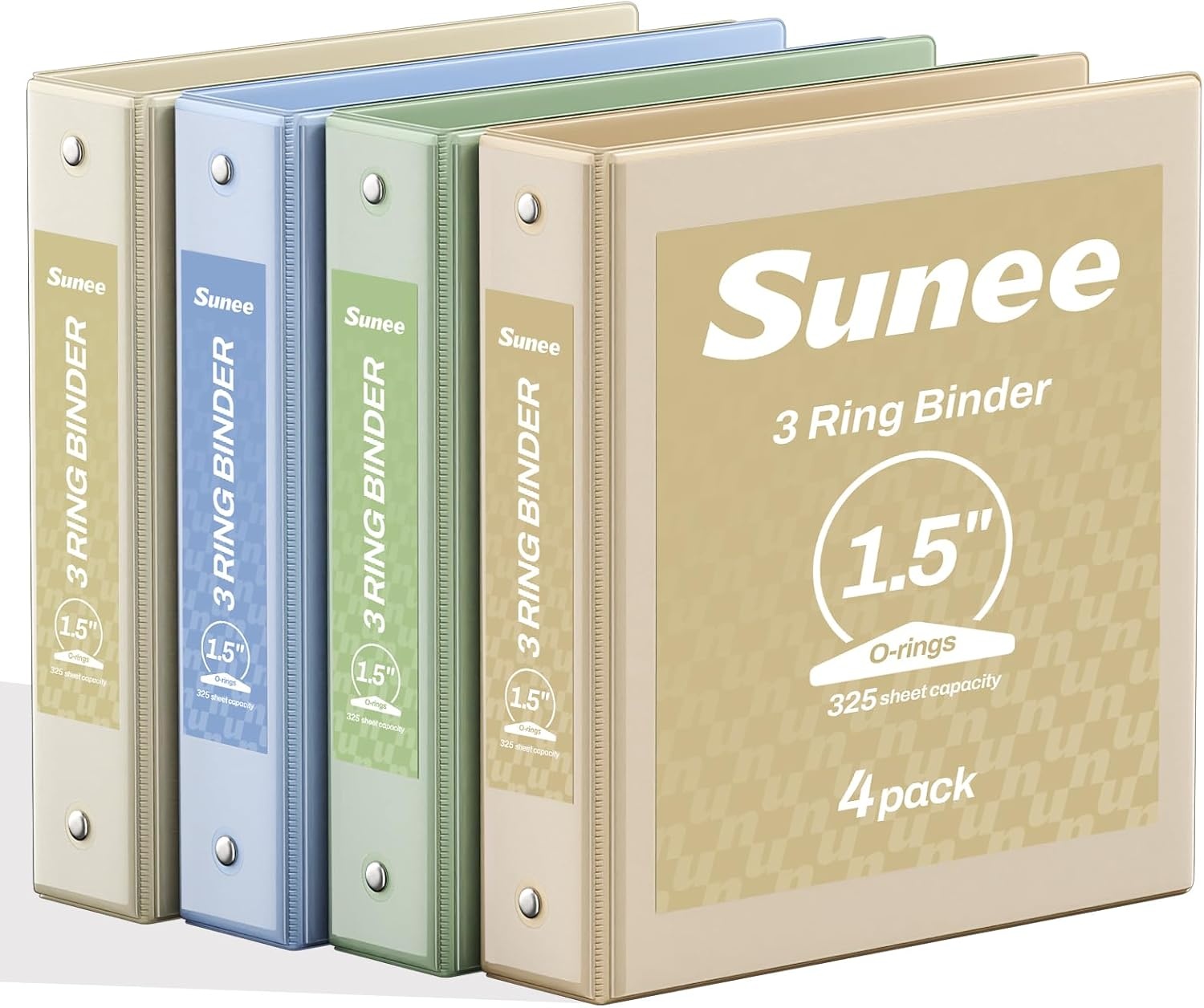image:imageSUNEE 3 Ring Binders 2 Inch 4 Pack Clear View Binder Three Ring PVCFree Fit 85x11 Inches for School or Office Supplies Assorted PastelNeutral Aesthetic