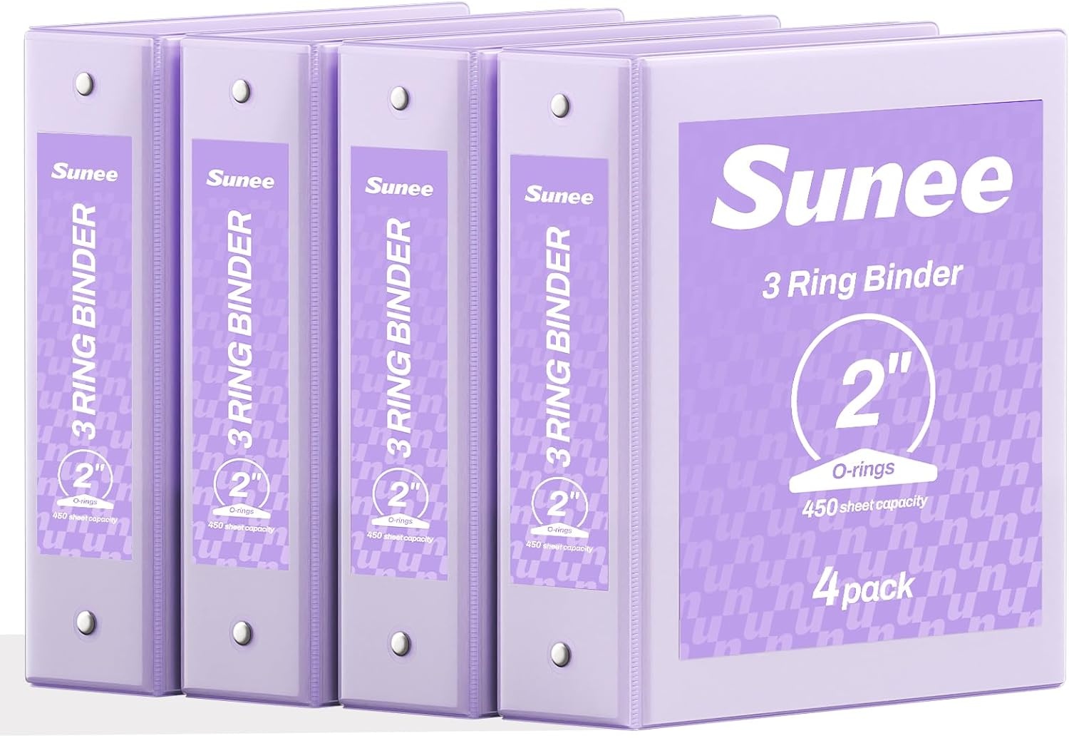 image:imageSUNEE 3 Ring Binders 2 Inch 4 Pack Clear View Binder Three Ring PVCFree Fit 85x11 Inches for School or Office Supplies Assorted PastelPurple