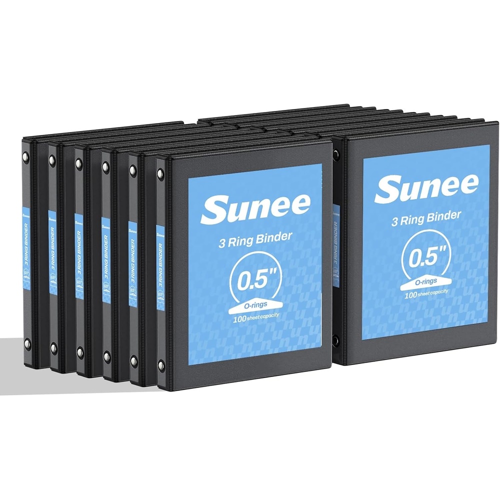 image:imageSUNEE 12 Inch Binders 3 Ring 12 Pack Bulk 3 Ring Binders Clear View PVCFree Fit 85x11 Inches for School or Office Supplies WhiteBlack