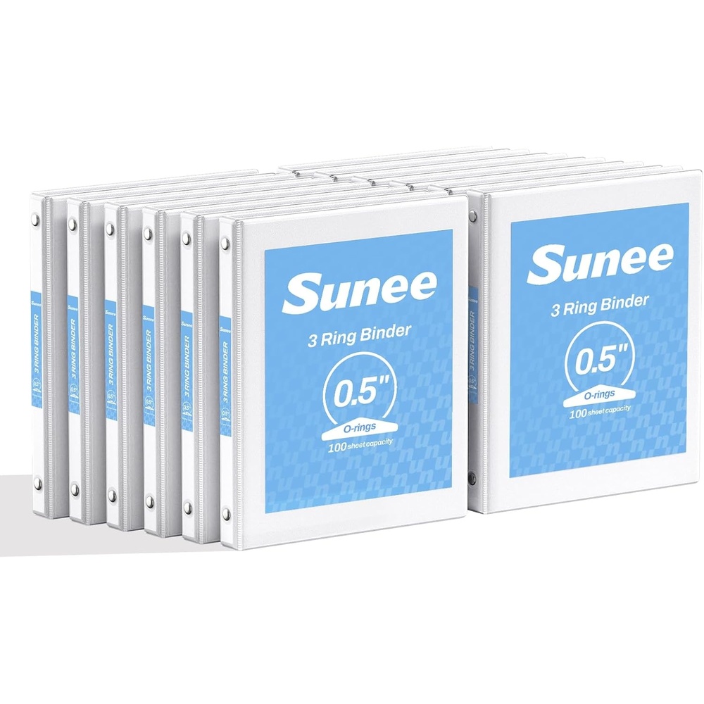 image:imageSUNEE 12 Inch Binders 3 Ring 12 Pack Bulk 3 Ring Binders Clear View PVCFree Fit 85x11 Inches for School or Office Supplies WhiteWhite