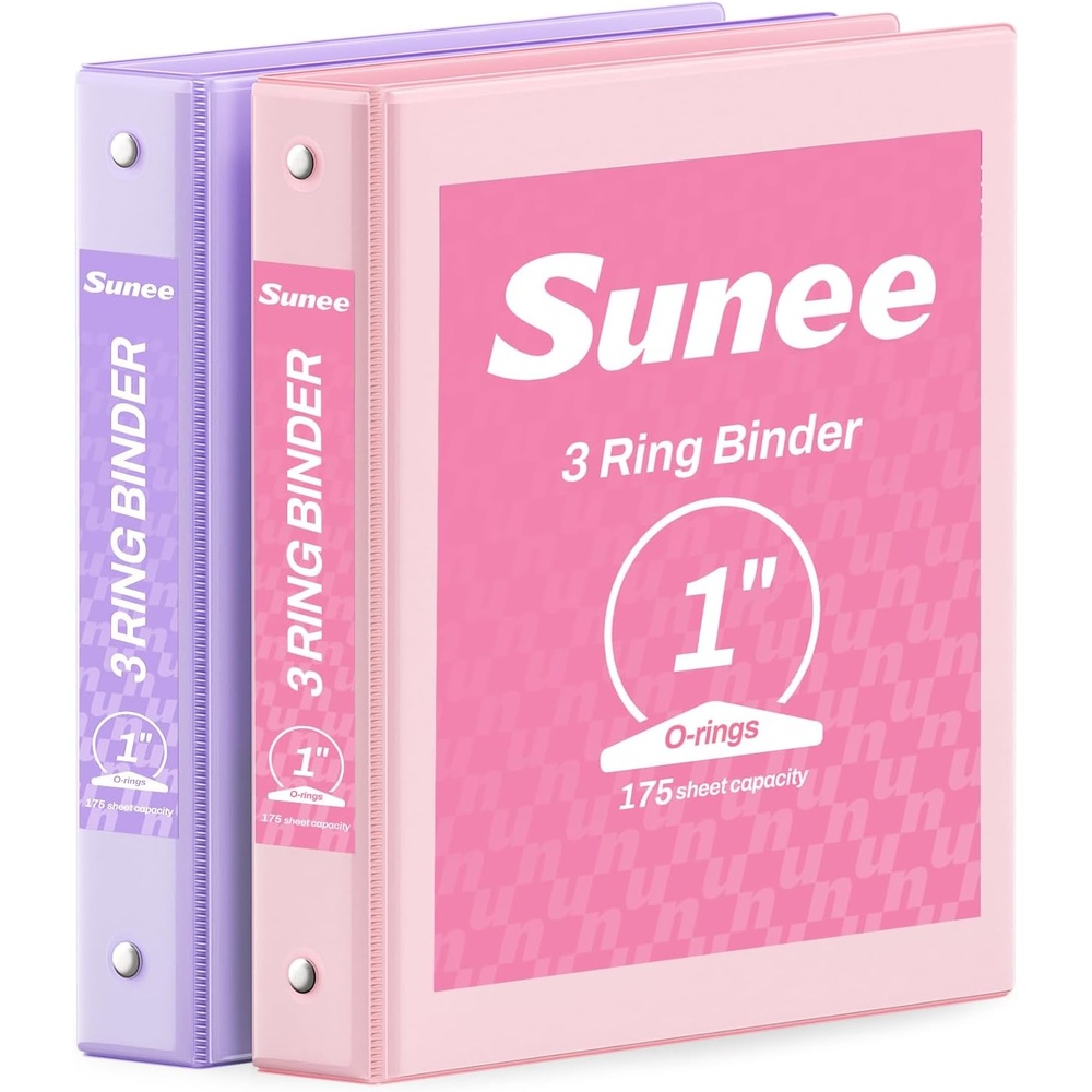image:imageSUNEE 3 Ring Binder 15 Inch 2 Pack Clear View Binder Three Ring PVCFree Fit 85x11 Inches for School or Office Supplies YellowPink Purple