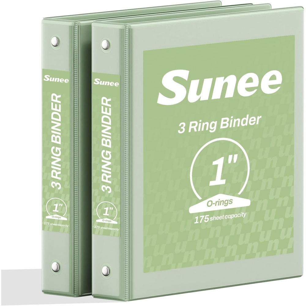 image:imageSUNEE 3 Ring Binder 15 Inch 2 Pack Clear View Binder Three Ring PVCFree Fit 85x11 Inches for School or Office Supplies YellowSage Green