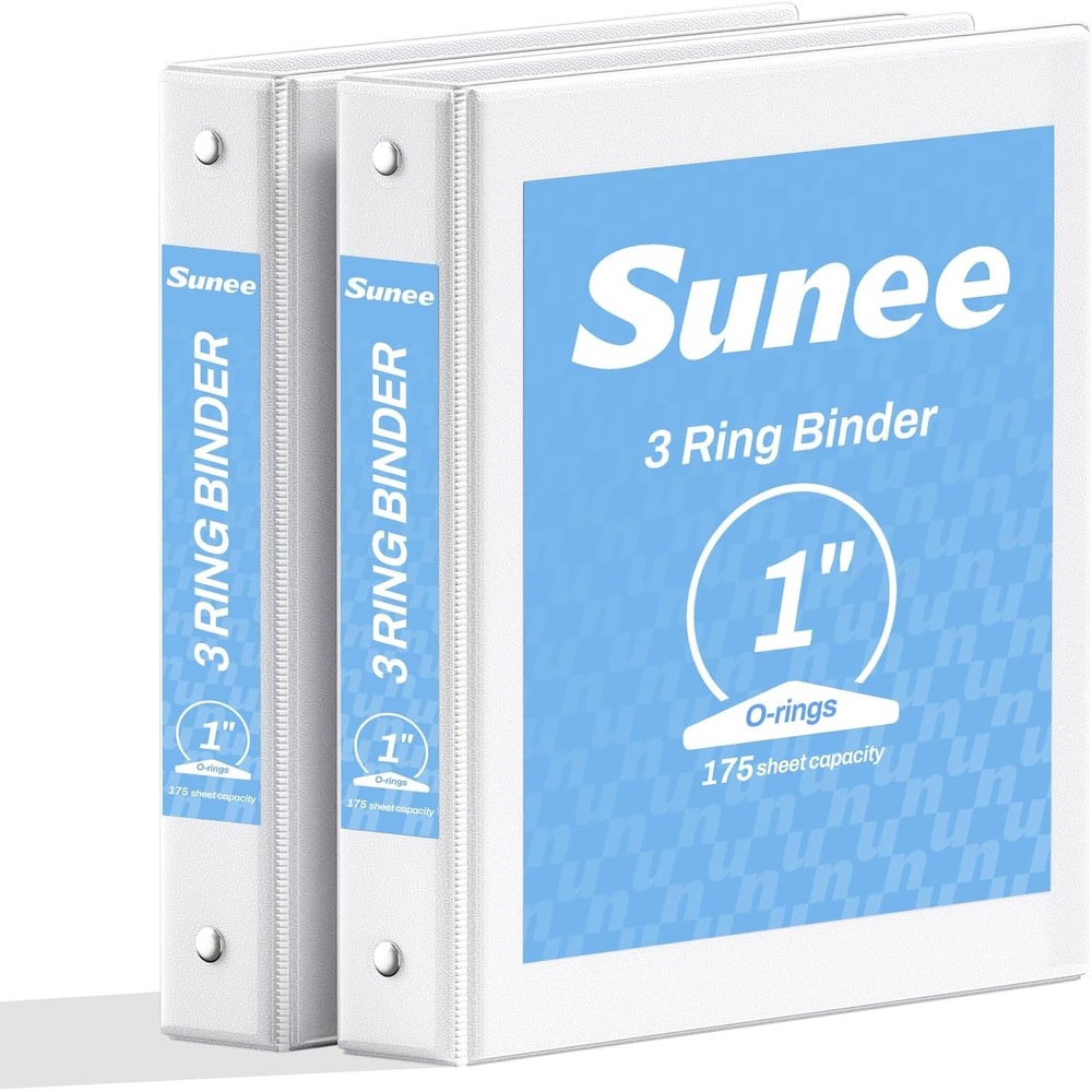 image:imageSUNEE 3 Ring Binder 2 Inch 2 Pack Clear View Three Ring PVCFree Fit 85x11 Inches for School or Office Supplies WhiteWhite