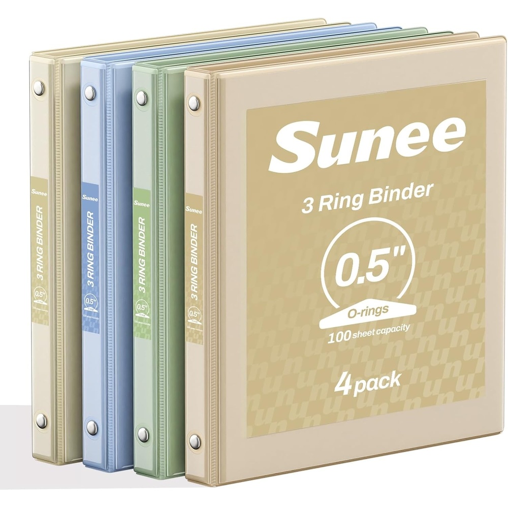 image:imageSUNEE 3 Ring Binders 2 Inch 4 Pack Clear View Binder Three Ring PVCFree Fit 85x11 Inches for School or Office Supplies Assorted PastelNeutral Aesthetic