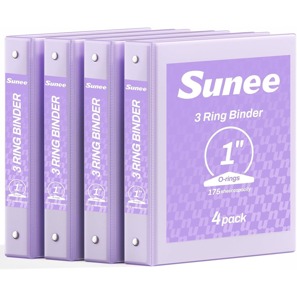 image:imageSUNEE 3 Ring Binders 2 Inch 4 Pack Clear View Binder Three Ring PVCFree Fit 85x11 Inches for School or Office Supplies Assorted PastelPurple
