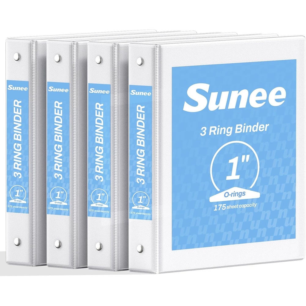 image:imageSUNEE 3 Ring Binders 2 Inch 4 Pack Clear View Binder Three Ring PVCFree Fit 85x11 Inches for School or Office Supplies Assorted PastelWhite