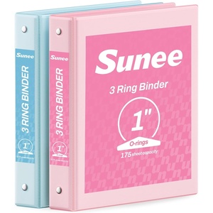 image:imageSUNEE 3 Ring Binder 15 Inch 2 Pack Clear View Binder Three Ring PVCFree Fit 85x11 Inches for School or Office Supplies YellowPink  Blue