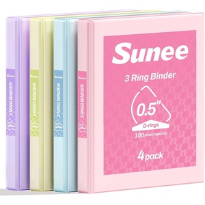 image:imageSUNEE 3 Ring Binder 3 Inch D Ring Clear View Binder Three Ring PVCFree Fit 85x11 Inches for School or Office Supplies Assorted Pastel 4 Pack05 Inch