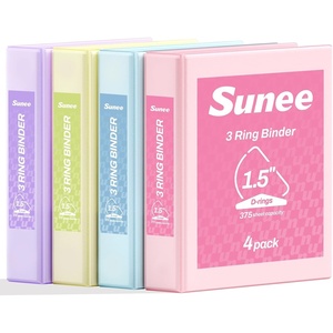 image:imageSUNEE 3 Ring Binder 3 Inch D Ring Clear View Binder Three Ring PVCFree Fit 85x11 Inches for School or Office Supplies Assorted Pastel 4 Pack15 Inch