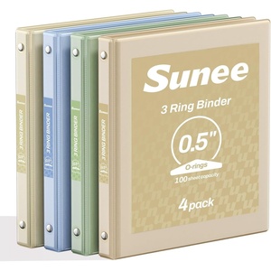image:imageSUNEE 3 Ring Binders 2 Inch 4 Pack Clear View Binder Three Ring PVCFree Fit 85x11 Inches for School or Office Supplies Assorted PastelNeutral Aesthetic