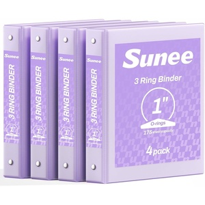 image:imageSUNEE 3 Ring Binders 2 Inch 4 Pack Clear View Binder Three Ring PVCFree Fit 85x11 Inches for School or Office Supplies Assorted PastelPurple