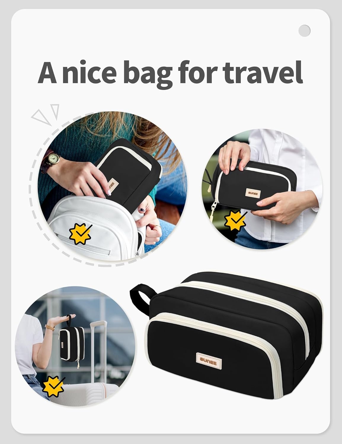 image:imageSUNEE Cute Pencil Case Aesthetic Pen Pouch with 3 Compartments Kawaii Colored Large Pencil Bag with Zipper Stationery Storage and Organizer Black School Supplies for Teen and Adult GirlsBlack