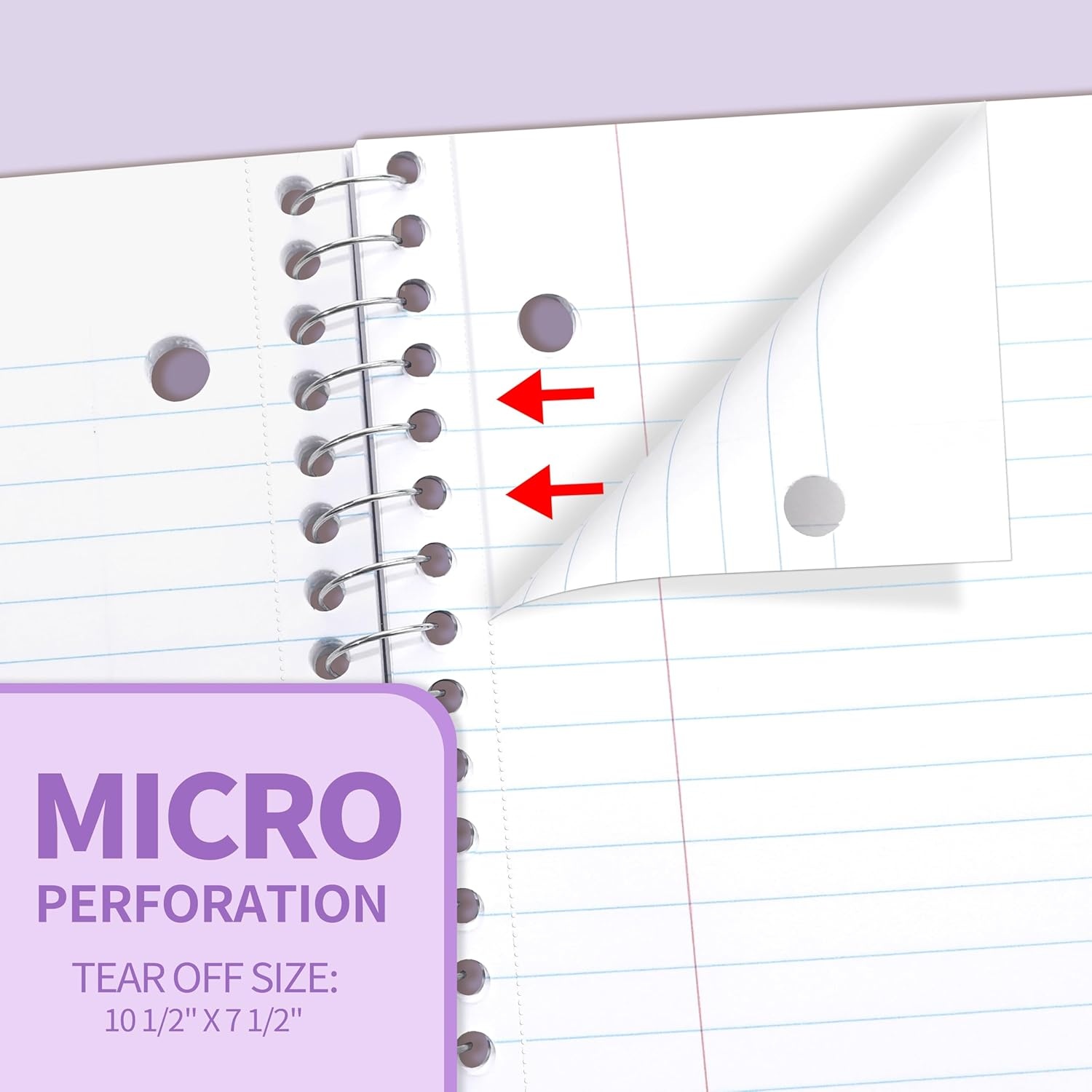 image:imageSUNEE Spiral Notebook 1Subject College Ruled Paper 8 x 1012 100 Sheets per Notebook 3Hole Punched Paper Water Resistant Cover Doublesided Pockets Spiral Lined Notebooks for Work PurplePurple
