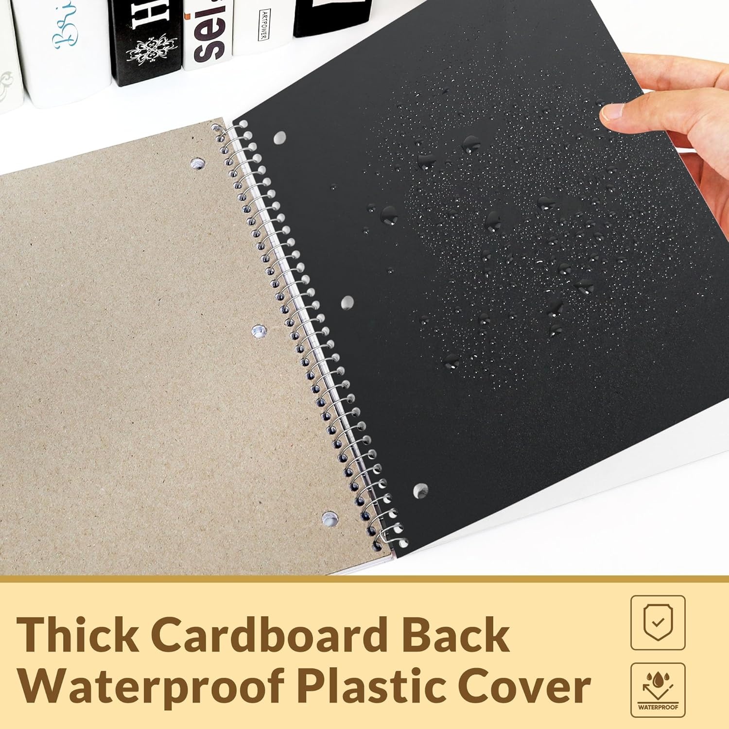 image:imageSUNEE Spiral Notebook 1Subject College Ruled Paper 8 x 1012 100 Sheets per Notebook 3Hole Punched Paper Water Resistant Cover Doublesided Pockets Spiral Lined Notebooks for Work PurpleBlack