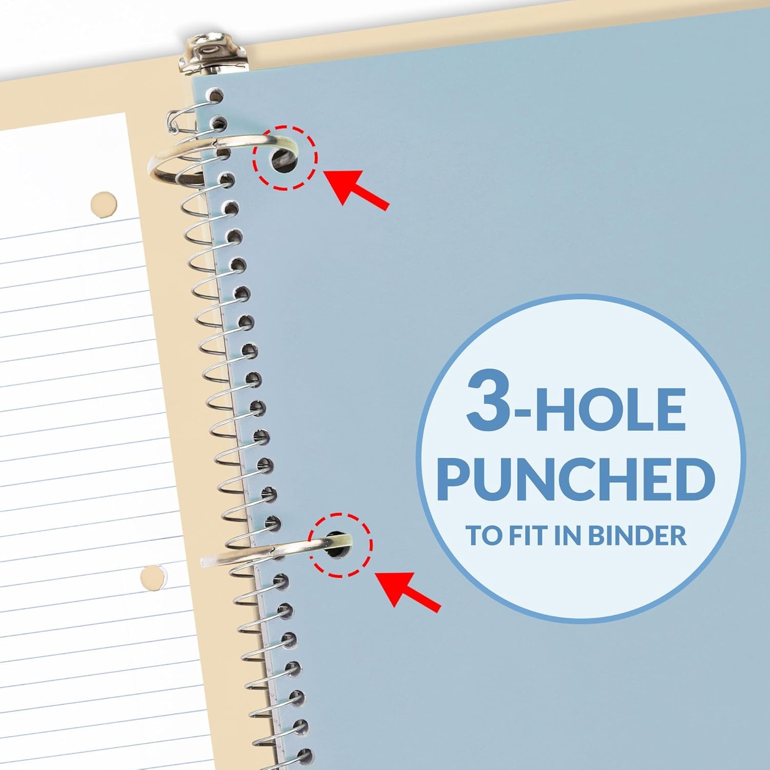 image:imageSUNEE Spiral Notebook 1Subject College Ruled Paper 8 x 1012 100 Sheets per Notebook 3Hole Punched Paper Water Resistant Cover Doublesided Pockets Spiral Lined Notebooks for Work PurpleGrey Blue