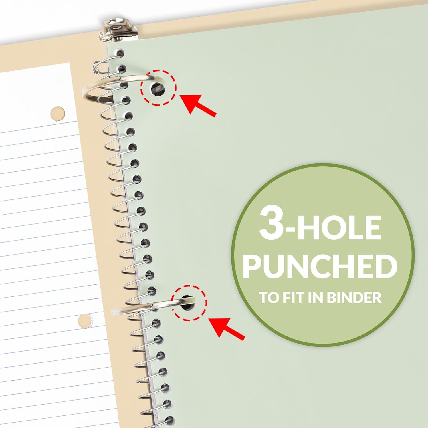 image:imageSUNEE Spiral Notebook 1Subject College Ruled Paper 8 x 1012 100 Sheets per Notebook 3Hole Punched Paper Water Resistant Cover Doublesided Pockets Spiral Lined Notebooks for Work PurpleGreen