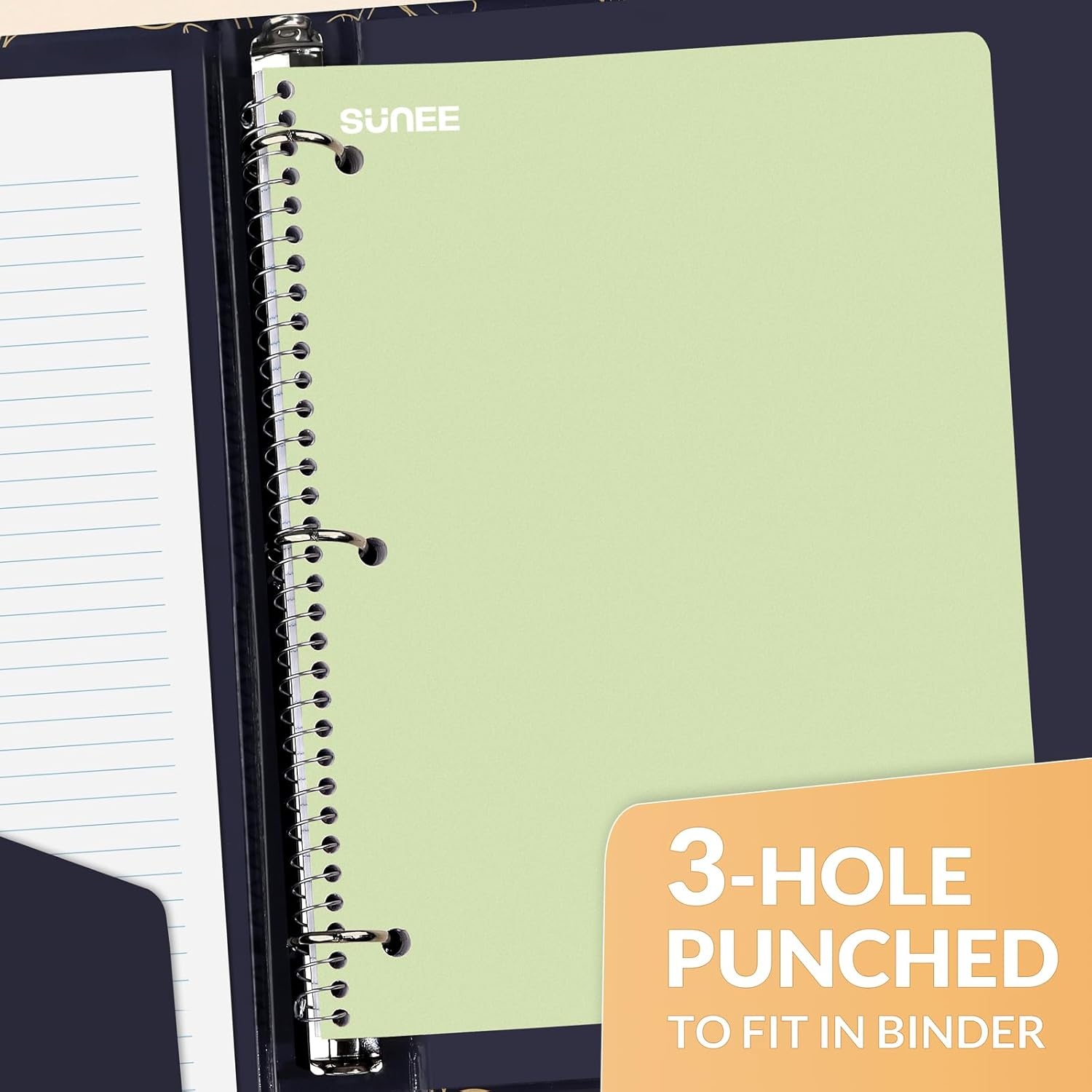 image:imageSUNEE Spiral Notebooks 1Subject 5 Pack College Ruled Paper 8 x 1012 70 Sheets per Notebook3Hole Punched Paper PinkPurple Blue Green Yellow Spiral Lined Notebooks for SchoolWorkAesthetic 6 Pack