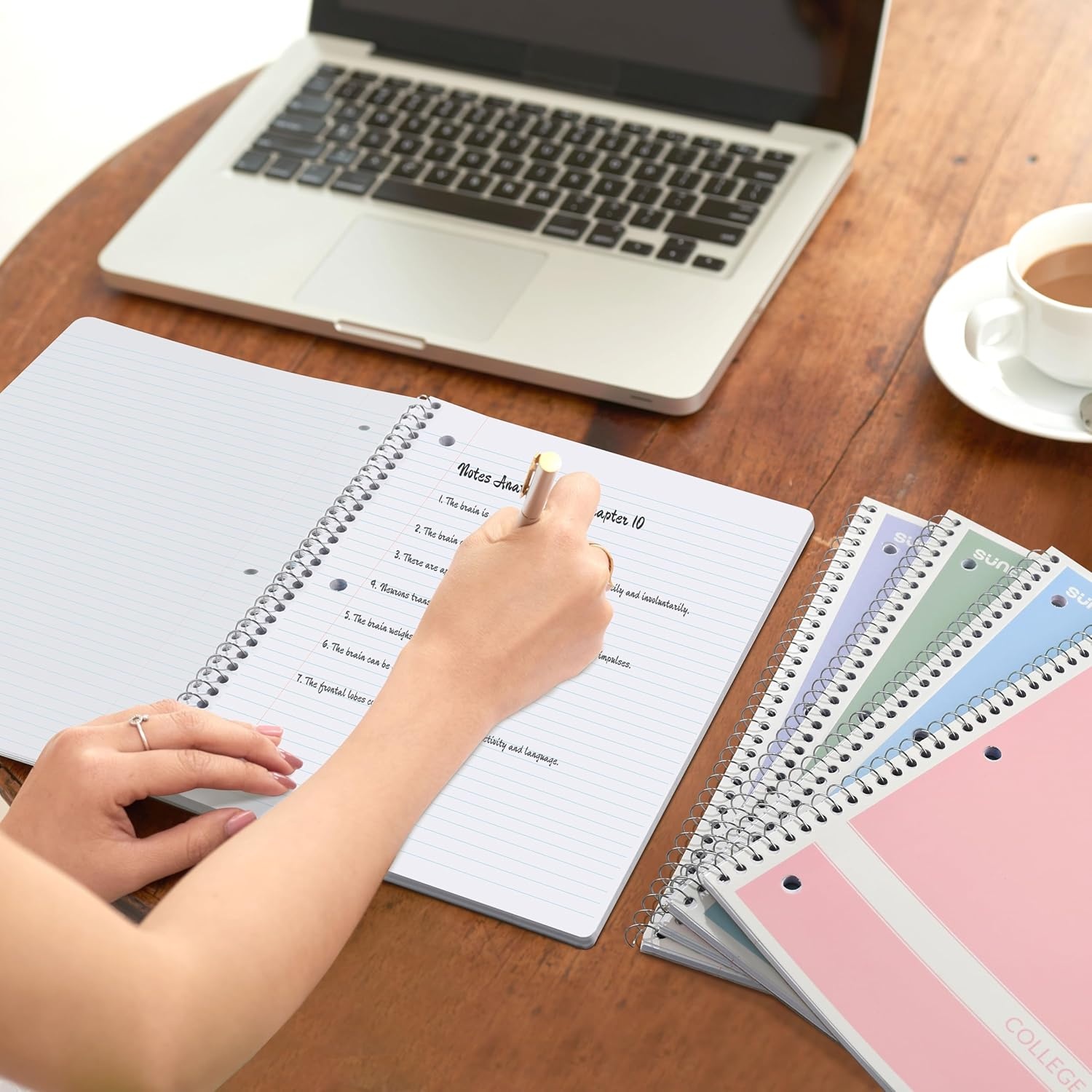 image:imageSUNEE Spiral Notebooks College Ruled 1Subject 4 Pack 8 x 1012 in 70 Sheets 3Hole Punched 70gsm Paper Pastel Pink Purple Blue Green for School Home amp Office Writing JournalMulticolor