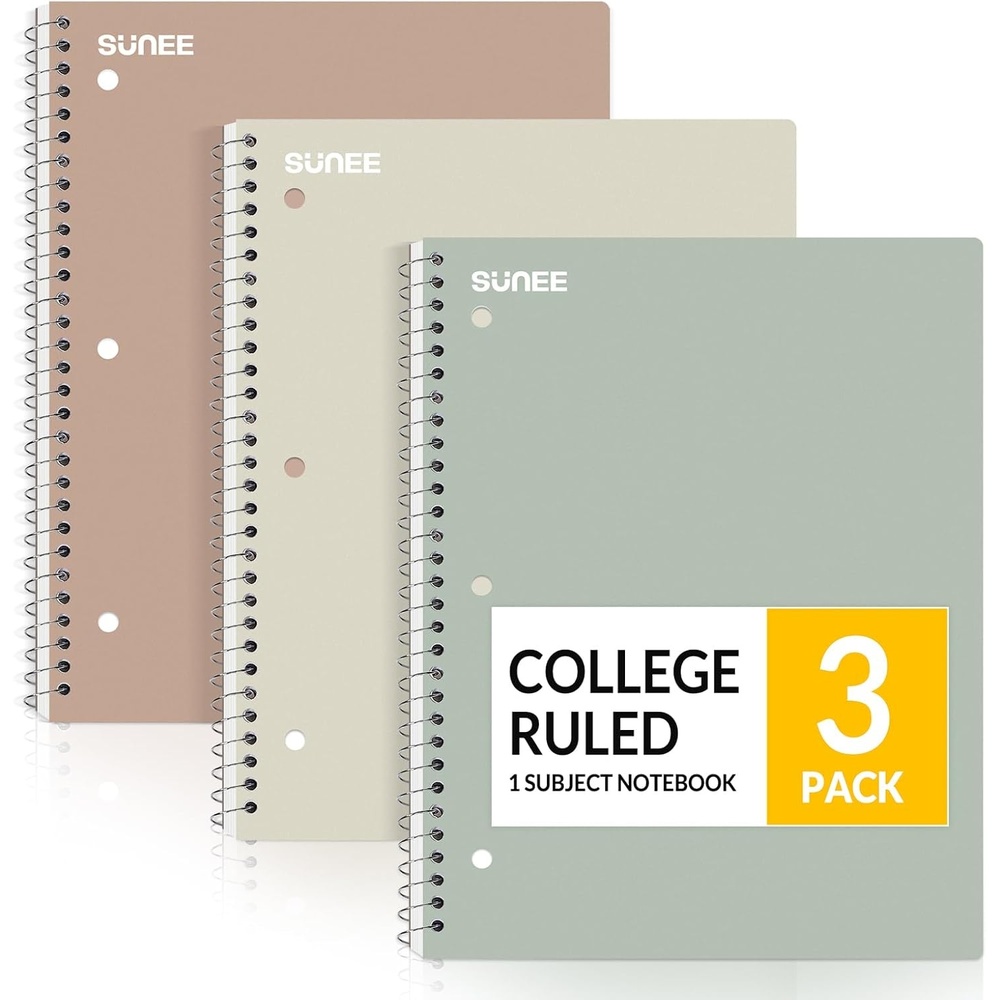 image:imageSUNEE Spiral Notebooks 3 Pack 1Subject College Ruled Paper 8 x 1012 70 Sheets per Notebook Assorted Aesthetic Colors Spiral Notebooks for SchoolAesthetic