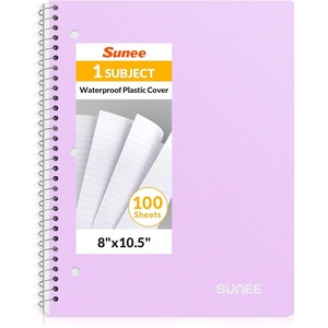image:imageSUNEE Spiral Notebook 1Subject College Ruled Paper 8 x 1012 100 Sheets per Notebook 3Hole Punched Paper Water Resistant Cover Doublesided Pockets Spiral Lined Notebooks for Work PurplePurple
