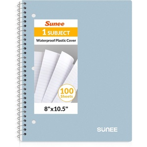 image:imageSUNEE Spiral Notebook 1Subject College Ruled Paper 8 x 1012 100 Sheets per Notebook 3Hole Punched Paper Water Resistant Cover Doublesided Pockets Spiral Lined Notebooks for Work PurpleGrey Blue