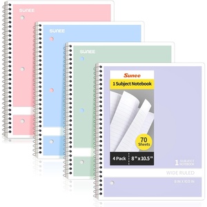 image:imageSUNEE Spiral Notebooks College Ruled 1Subject 4 Pack 8 x 1012 in 70 Sheets 3Hole Punched 70gsm Paper Pastel Pink Purple Blue Green for School Home amp Office Writing JournalPastel