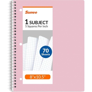 image:imageSUNEE Spiral Notebook 1Subject Graph Ruled Paper 8 x 1012 70 Sheets 5 Squares per inch Spiral Grid Notebooks for Work Home School Writing PinkPink